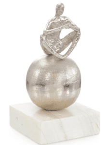 MEDITATION SCULPTURE ON MARBLE, NICKLE - Luxury Furniture Mercato Interiors